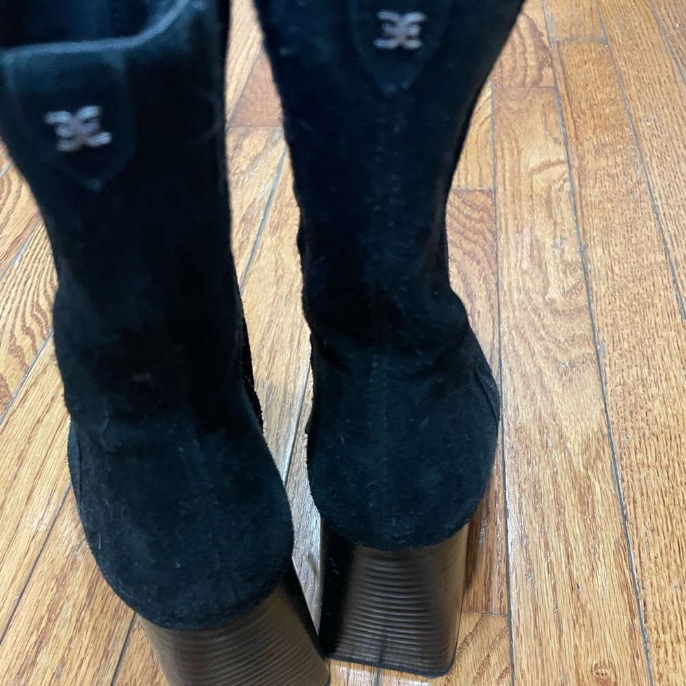 Sam Edelman Square Toe Stack Heeel Black Booties … - image 2